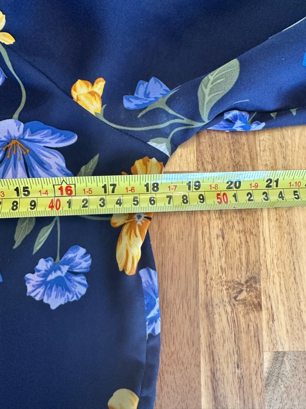 Old Navy Navy Floral Peasant Blouse with Blue and Yellow Flowers - Picture 10 of 10